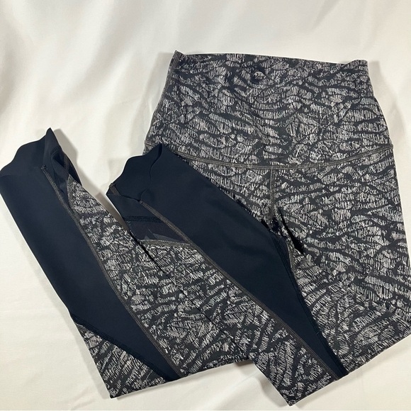 Lululemon Wunder Under Crop High-Rise Roll Down Scallop Origami Lace Black sz 4 - Picture 4 of 8